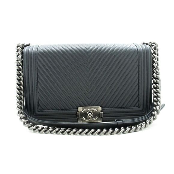 Chanel Handbags - Chanel Boy Flap Chevron Calfskin Gray Calfskin Shoulder Bag Bag